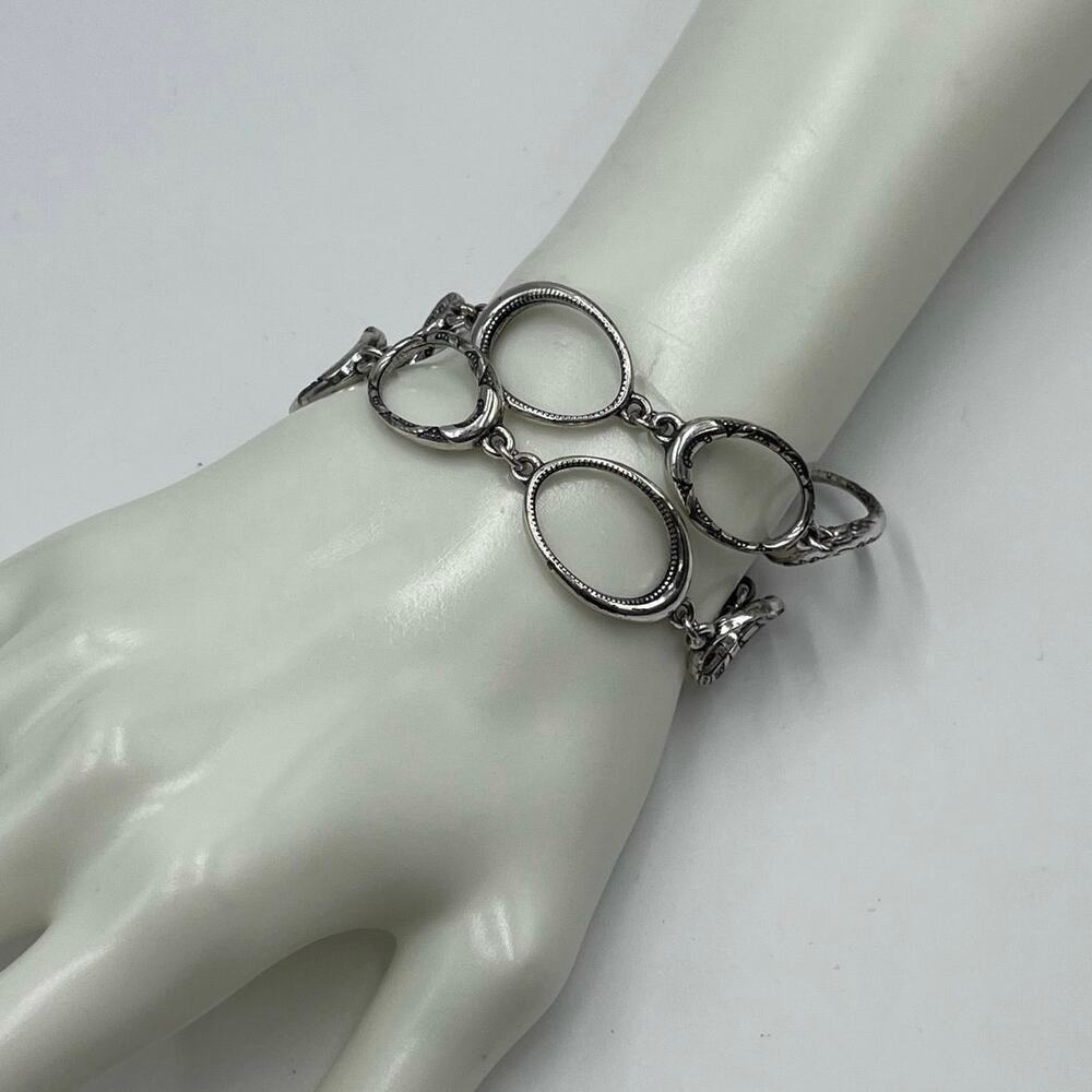 Brighton Signed Double Strand Oval Linked Bracelet